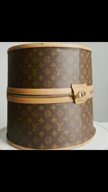 Louis Vuitton French Company Monogram Round Hat Box Wig Case Travel Bag  1970s at 1stDibs