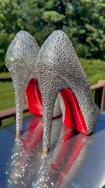 Christian Louboutin 37 Miss Clichy 140 Custom Strass Crystal Heels Rhinestone