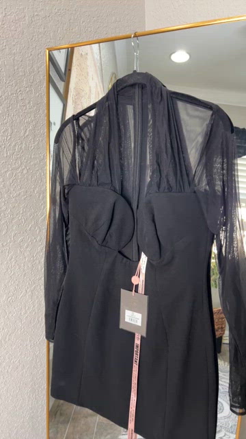 House of CB 'Holly' Black Plunge Mini Dress NWOT