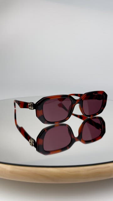 NEW Gucci GG1535S 005 Orange Havana Violet Women Geometric Sunglasses GG 1535S Gucci Dark Violet Geometric Ladies Sunglasses GG1535S 005 54  main image 3