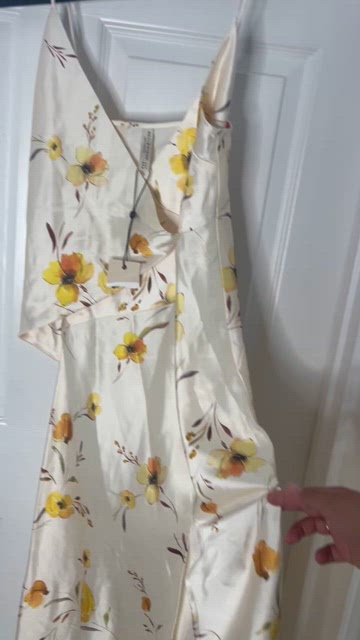 NWT Bec & Bridge Colette Faux Wrap Floral Midi High Slit Satin Dress Sz 2