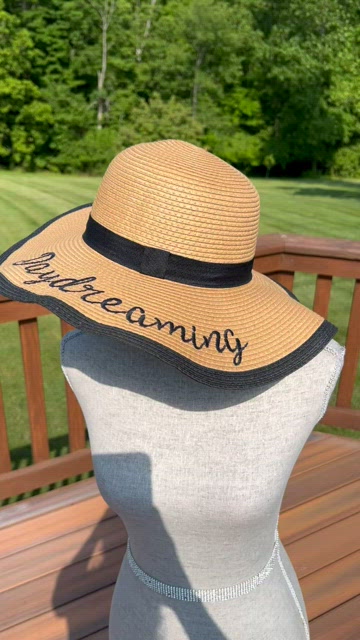 Daydreaming Embroidered Floppy Sun Hat | Tan Black | OS Accessories | Daydreaming Embroidered Floppy Sun Hat Tan  main image 3