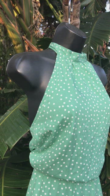 Pretty little thing halter polkadot assymetric maxi dress