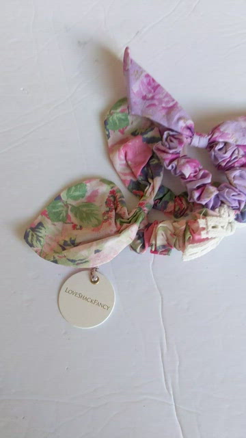 LoveShackFancy Scrunchie Hair Bow Accessorie Set Multi Floral Print Bracelet LoveShackFancy Floral Bow Scrunchie - Neutrals Hair  main image 4