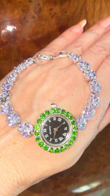 Beautiful Genuine Tanzanite Chrome Diopside Watch Buy Genoa Jalisco Fire Opal, Chrome Diopside Miyota Japanese  main image 4