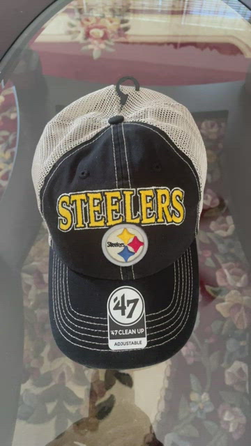 Pittsburgh Steelers '47 Youth Scramble Adjustable Trucker Hat - Black/White