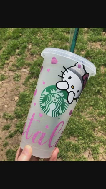 1 Hello Kitty inspired Venti Reusable Iced Cold Coffee Cup