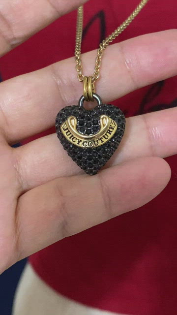 NWT Juicy Couture Pave PUFFED HEART Long Necklace 