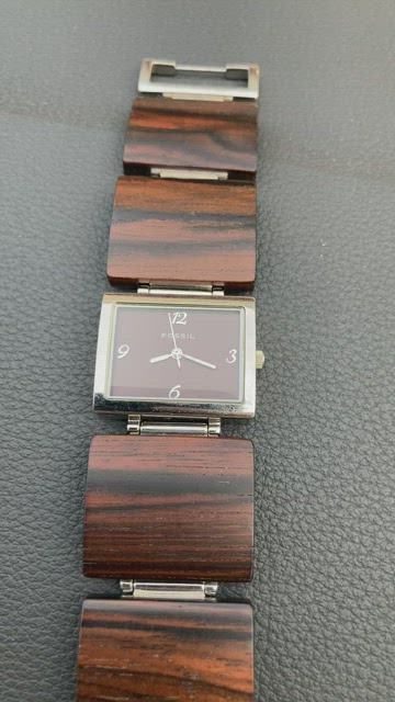 Fossil wood watch women's hot sale