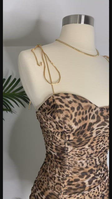 strapless open back dress Modal Square Neck Maxi Dress in Leopard Print - XXS main image 0