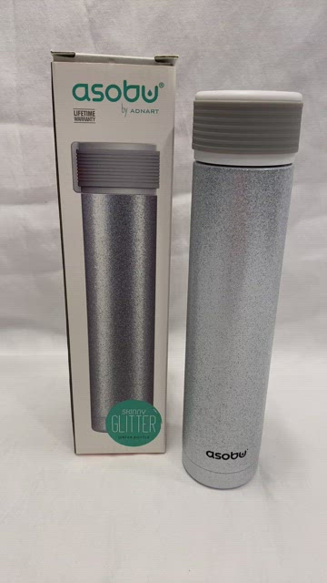 7.8 oz. asobu skinny glitter vacuum insulated water bottle