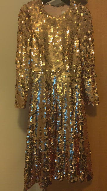 L.K. Bennett Gold sequined statement dress