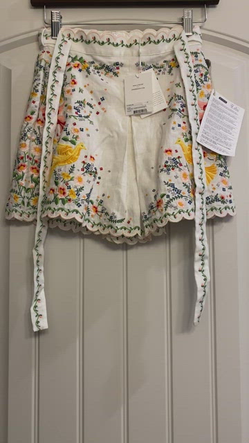 NWT Zimmermann Carnaby Embroidered Bird Shorts 0P