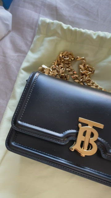 Burberry Black TB Logo Mini Flap Bag – The Closet