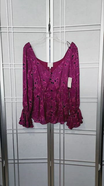 Cinq A Sept Blouse popular Floral Ruffle Long Sleeve Purple Size XS