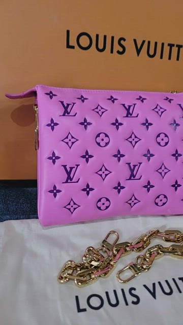 Louis Vuitton, Bags, Louis Vuitton Coussin Pm Pink Purple Monogram  Embossed Bag 2 Straps Nylon Gold