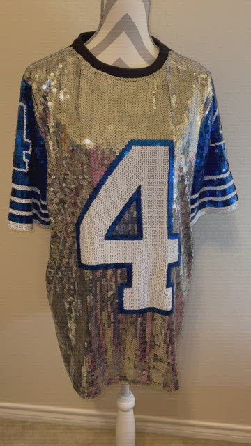 Wholesale New Arrival nfl Style Blue Party Dresses Sequin Dallas Cowboys  Dress Women sequins long t shirt dress From m.