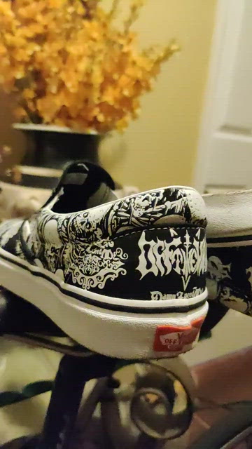 Vans with skull designs bought 2 years ago from journeys men size 9/5 Black and White Skull with Roses Vans Authentic Shoes  main image 4