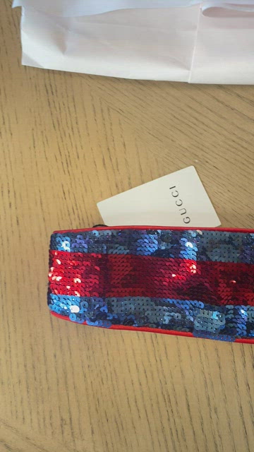 ❤️ Authentic Gucci Sequined Headband Gucci Blue/Red Sequin and Silk Headband | Yoogi main image 2