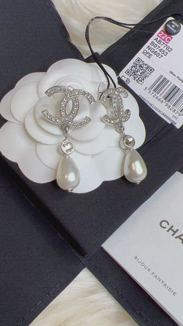 Not For Sale Chanel Large Crystal Cc With Pearl Drop Earrings