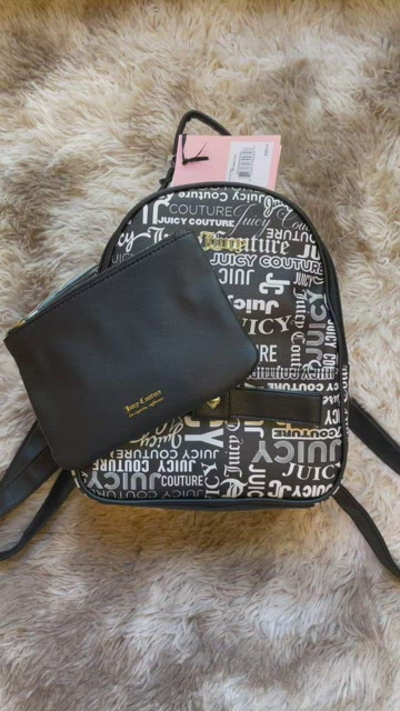 NWT Juicy Couture Backpack Word Search Black & White Peek a Bow Backpack & Pouch Juicy Couture | Bags | Nwt Juicy Couture Backpack Word  main image 3
