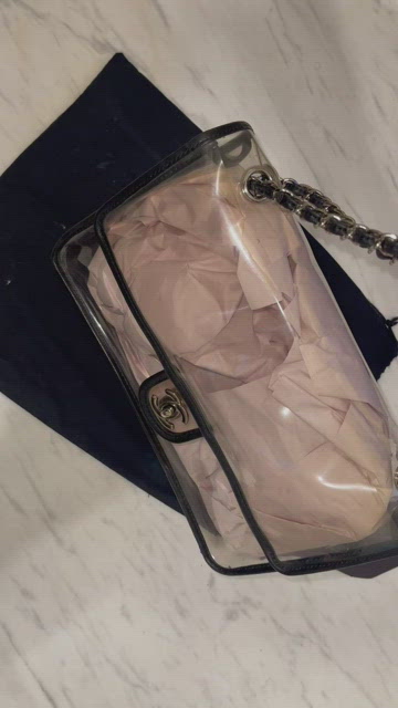 Chanel Camellia Handbag Raincoat Printed PVC Clear 713641