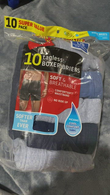 Hanes Red Label Men's Super Value Boxer Briefs 10pk - Black/Gray/Green S