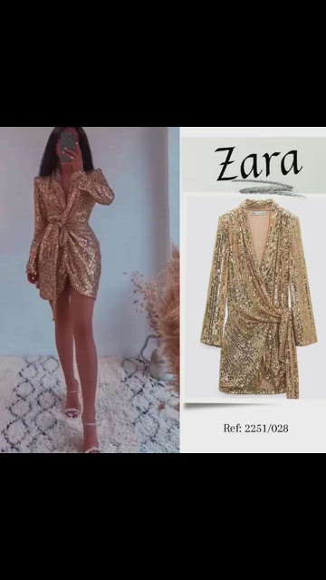 BLOGGER'S FAVE! Zara Gold Sequin Wrap Dress Sz XS NWT