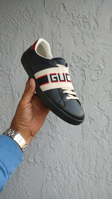 Gucci | Shoes | Gucci Mens Black Ace Elastic Band Leather  display picture 1