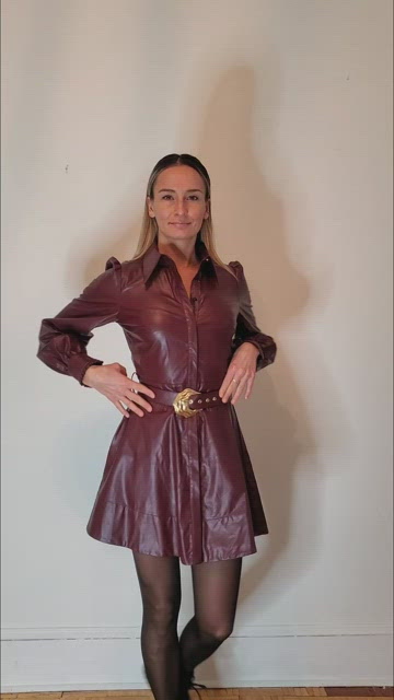 Nicholas Belted Faux Leather Dress