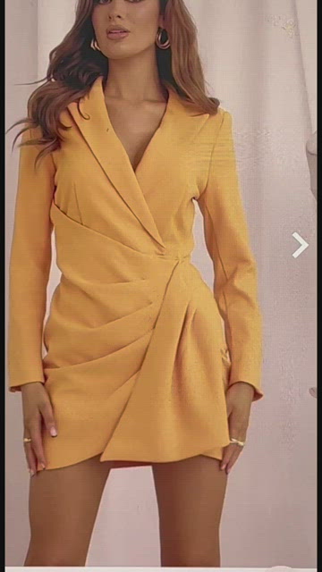 lavish alice wrap blazer dress orange Lavish Alice Faux Wrap Long Sleeve Blazer Dress SZ 0 Orange