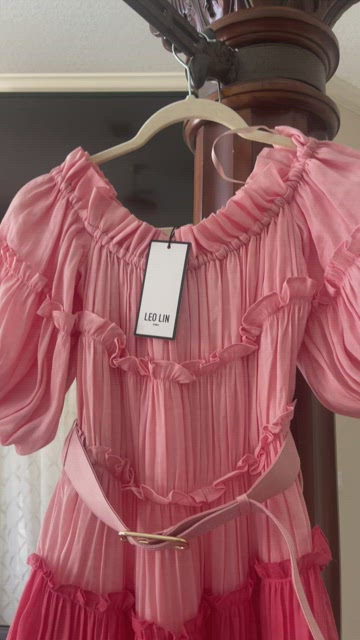 Leo Lin flamingo silk linen dress size 6 in Australia is size 2 or small in  USA