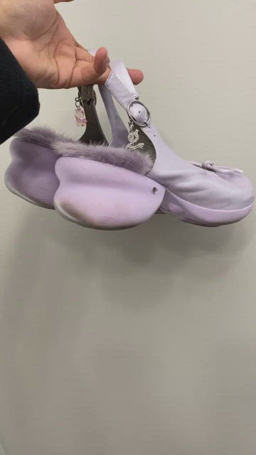 purple sheepskin platform sandals ballerina