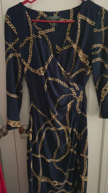 Lauren Ralph Lauren | Dresses | A Beautiful Navy Blue With Gold