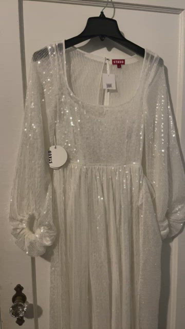 staud pearl sequin dress STAUD, Pearl Sequin Puff-Sleeve Maxi Dress NWT Size XS