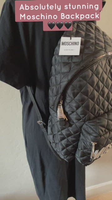 ?HP?New! Moschino XLarge Quilted Nylon Logo Backpack Black/Silver Made Italy? New! Moschino X Large Quilted Nylon Logo Backpack Black  main image 4
