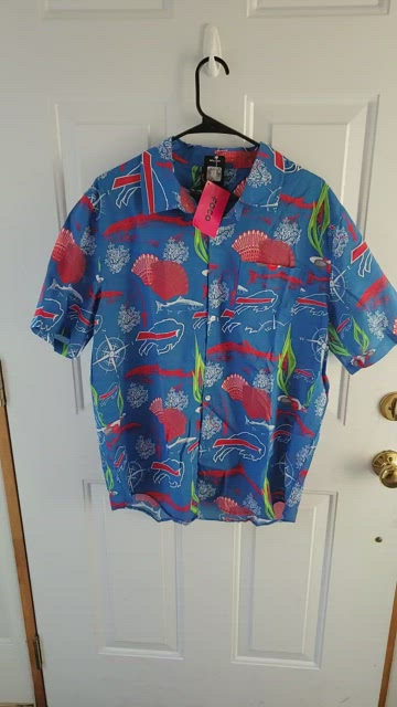 FOCO Buffalo Bills NFL Mens Hawaiian Button Up Shirt - L