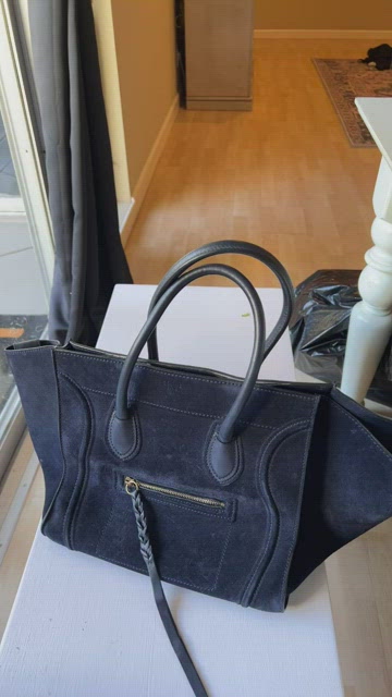 CELINE Handbag Luggage phantom shopper Suede/leather blue Women Used –