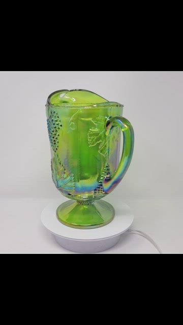 Green Glass Pitcher — Birdie in a Barn