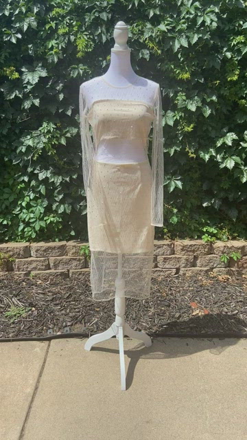 bebe sparkle mesh midi dress Bebe Buttercream/sparkle Mesh Midi Dress Size XS
