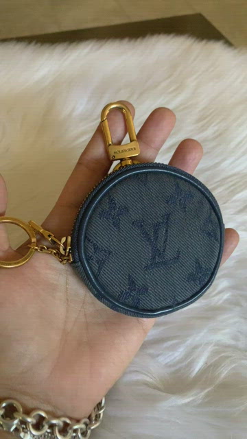 Louis Vuitton Navy Blue Monogram Denim Round Bag Charm and Key Holder at  1stDibs