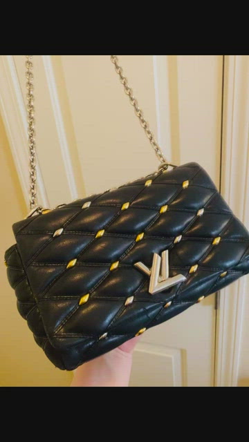 Louis Vuitton, Bags, Rare Louis Vuitton Black Lambskin Studded Malletage  Go4 Pm Crossbody Bag