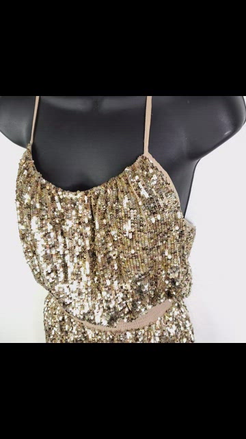parker sequin racerback dress Parker Women's Mini Dress Sequin Glittery Gold Racer Back Sleeveless Medium