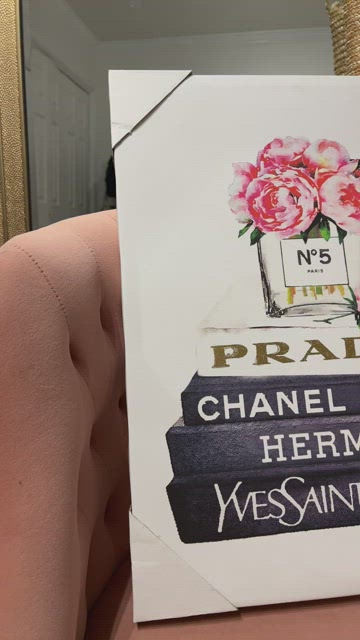 Stack of Grey and Rose Gold Fashion Books and A Pink Chanel Bag - Canvas Print Wall Art by Amanda Greenwood ( Fashion art) - 12x8 in