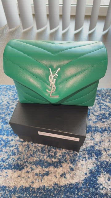Saint Laurent Green Field Calfskin Y Quilted Monogram Toy Loulou Crossbody Bag