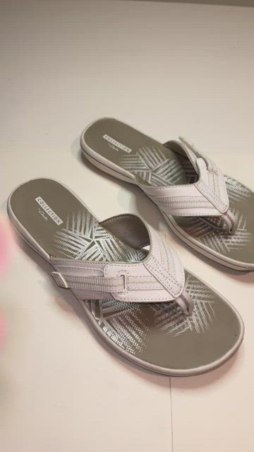 Gc Shoes Gretchen White 10 Double Velcro Band Comfort Slide Flat