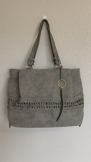 VR NYC Zip Closure Crossbody Bag Gray faux-suede adjust strap:  : Fashion