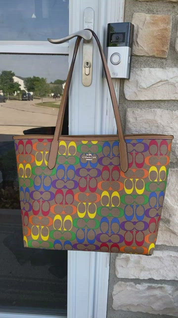 COACH® Outlet  City Tote In Rainbow Signature Canvas