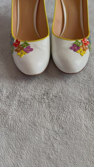 Louis Vuitton, Shoes, Louis Vuitton Blossom Floral Embellished Patent  Leather High Heel Pump White