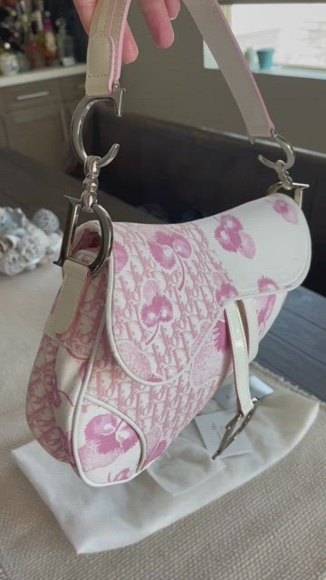 Saddle vintage classic handbag Dior Pink in Cotton - 6529538